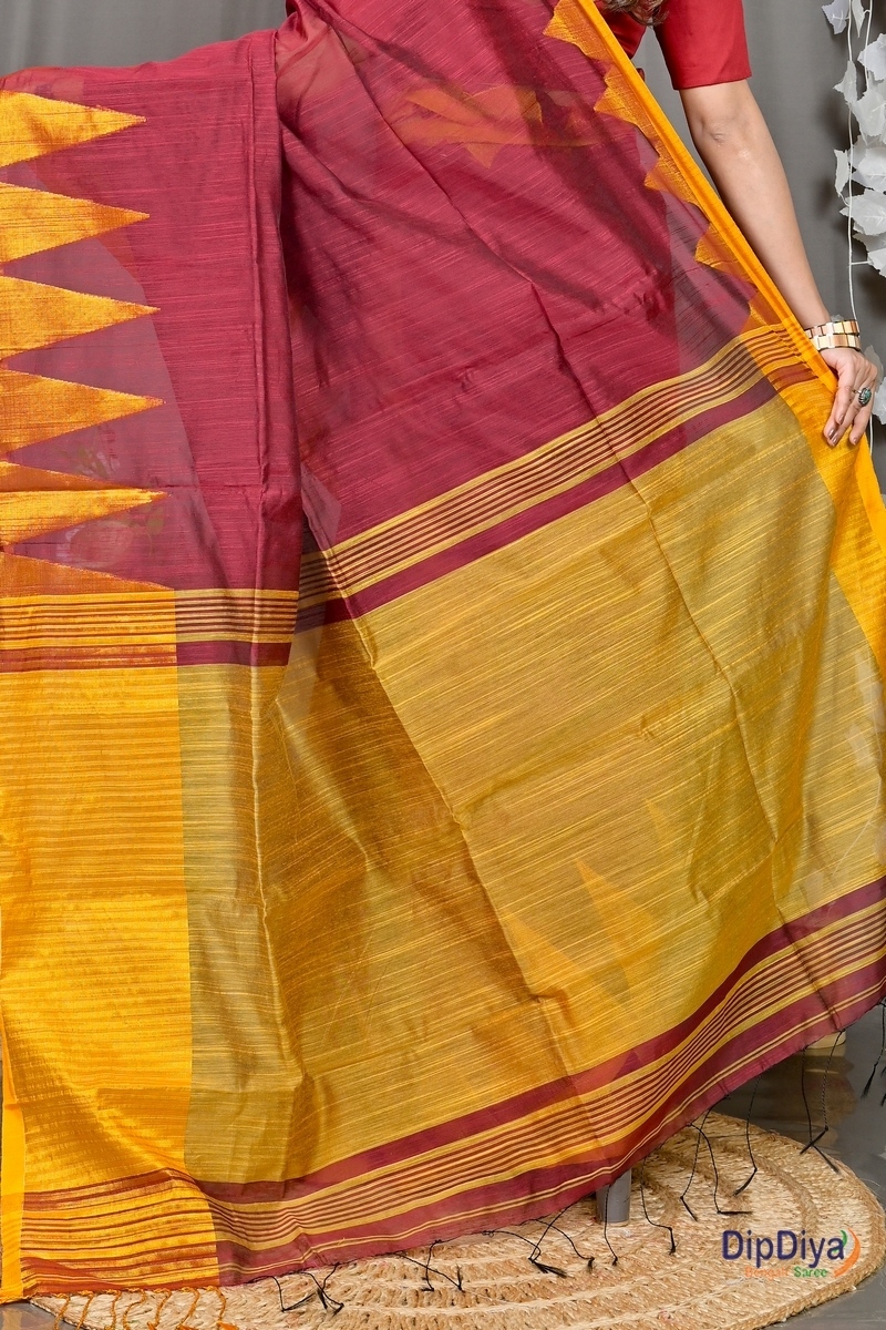 Maroon Cotton Blended Pariva Hand Loom Saree (363)
